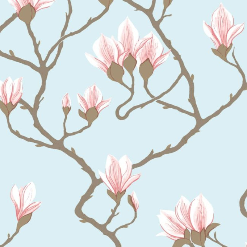 Magnolia Wallpaper - Rose on Sky Blue - 72/3011