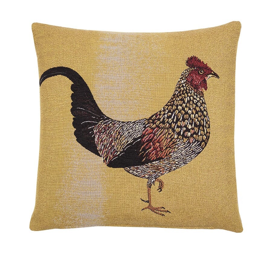 Golden Hen Tapestry Cushion with Feather Filler 