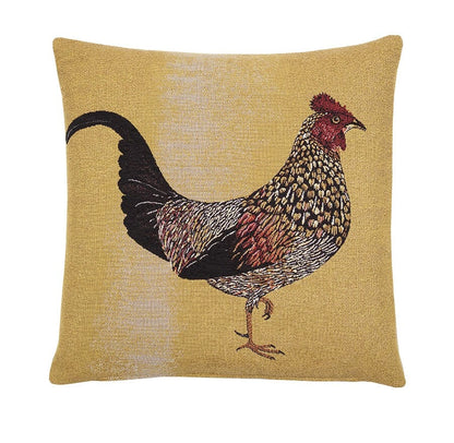 Golden Hen Tapestry Cushion with Feather Filler 