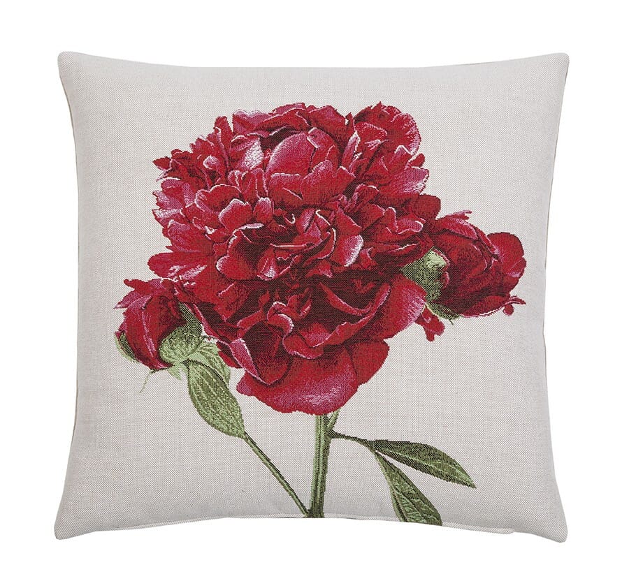 Geranium White Tapestry Cushion with Feather Filler 
