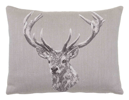 Stag Country Linen Tapestry Cushion with Feather Filler 