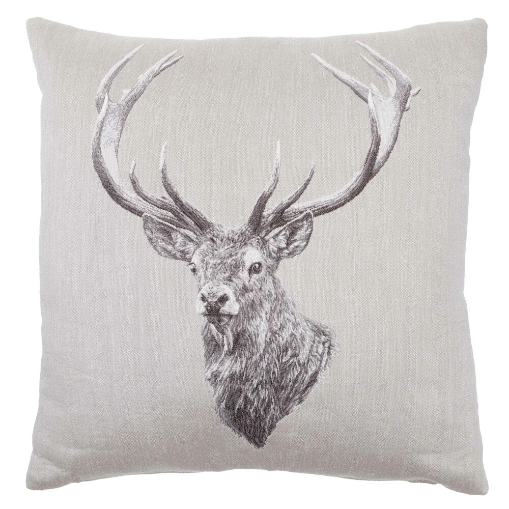 Stag Country Linen Regular Tapestry Cushion with Feather Filler 