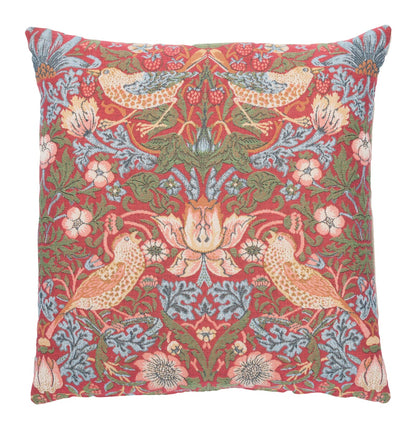 Strawberry Thief Red Tapestry Cushion with Feather Filler 