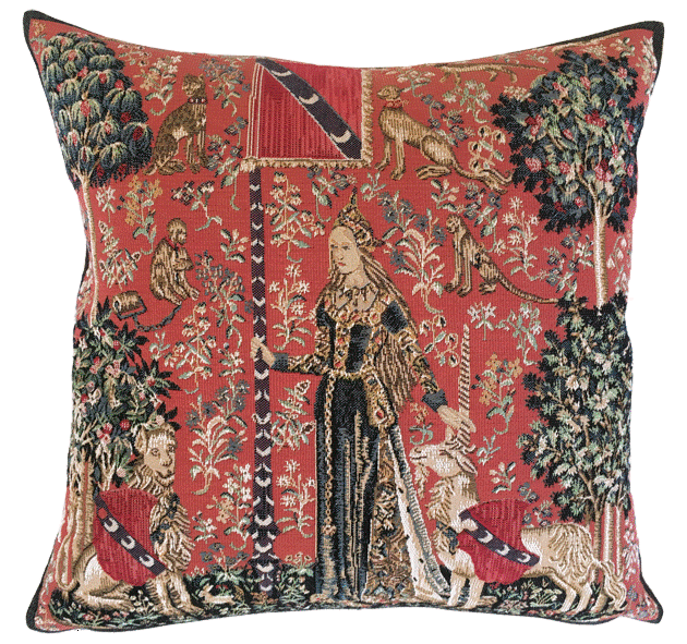 Lady & Unicorn Touch Tapestry Cushion with Feather Filler 
