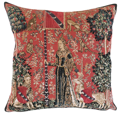 Lady & Unicorn Touch Tapestry Cushion with Feather Filler 