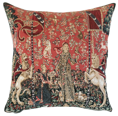 Lady & Unicorn Taste Tapestry Cushion with Feather Filler 