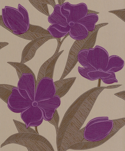 788129 - Plaisir Purple Floral Wallpaper - Purple - Rasch