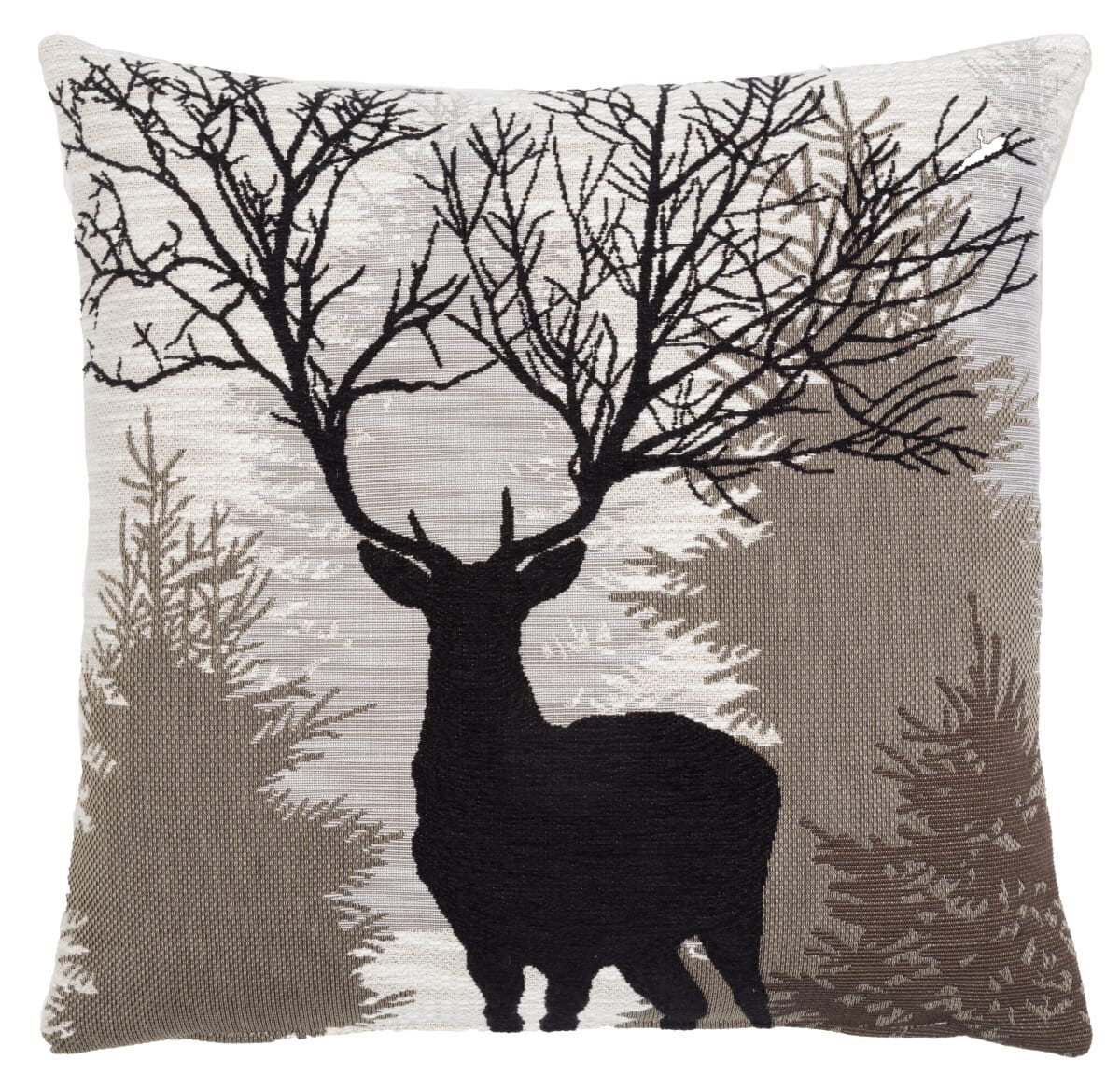 Silhouette Stag Tapestry Cushion with Feather Filler 