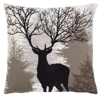 Silhouette Stag Tapestry Cushion with Feather Filler 