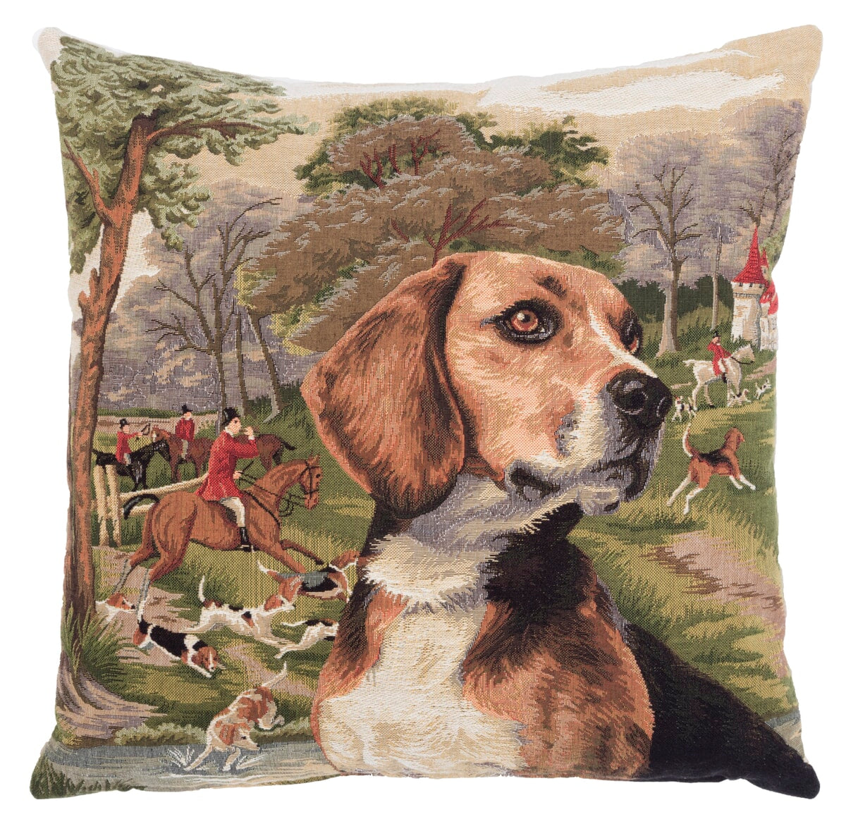 Beagle Tapestry Cushion with Feather Filler 