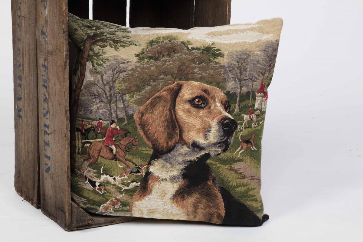 Beagle Tapestry Room Cushion with Feather Filler 