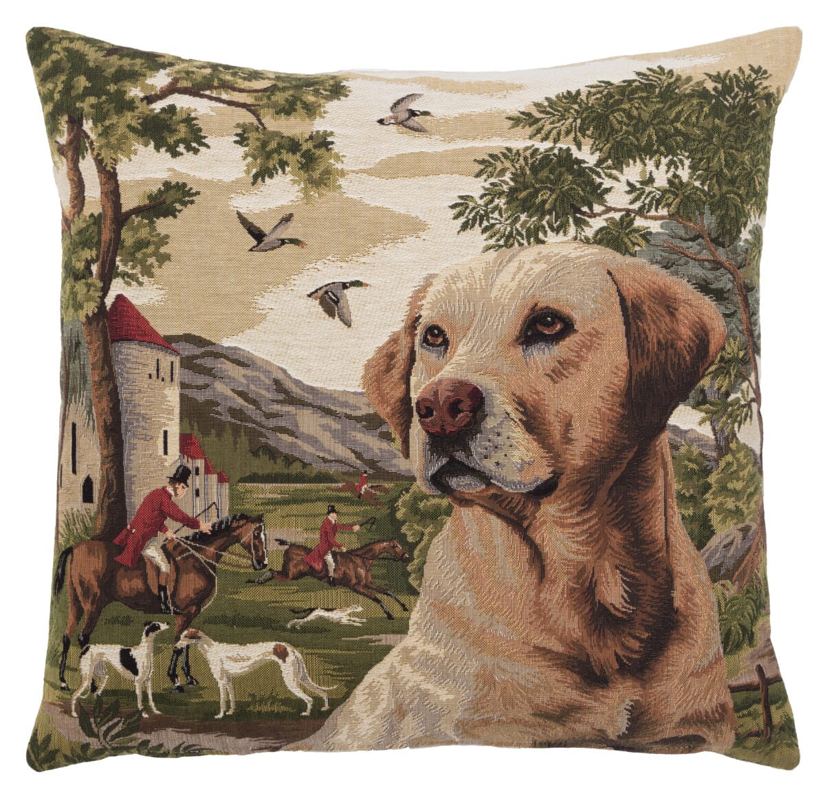 Retriever Tapestry Cushion with Feather Filler 
