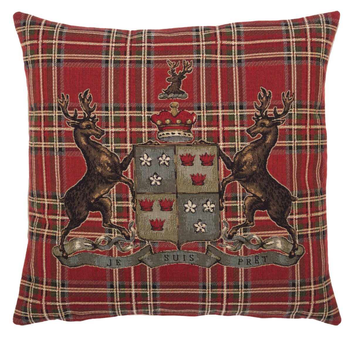 Highland Heritage Red Tapestry Cushion with Feather Filler 