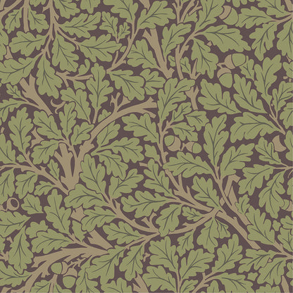 82029 - Oak Tree Wallpaper - Green / Purple - Midbec