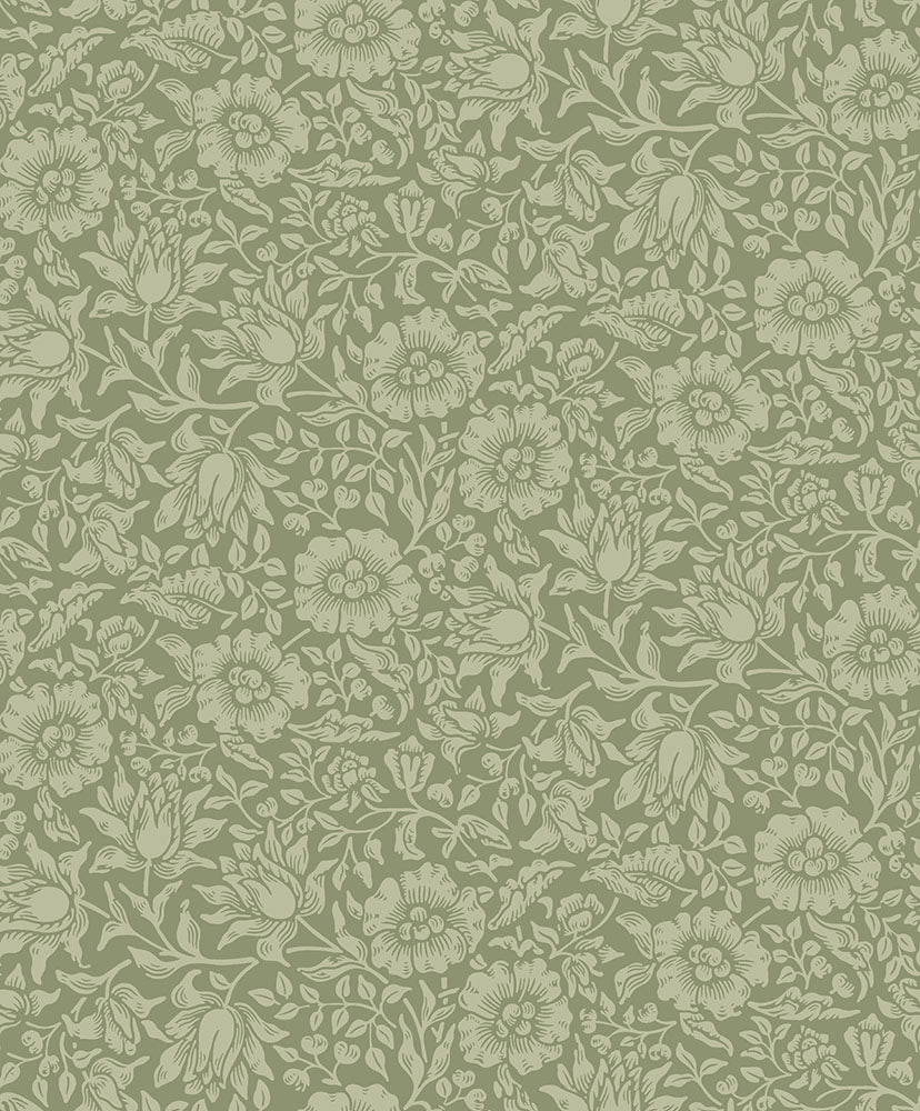 82041 - Mallow Wallpaper - Gray/Green - Midbec