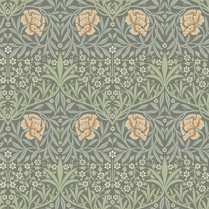 82046 - Oxford Union Wallpaper - Green / Apricot - Midbec