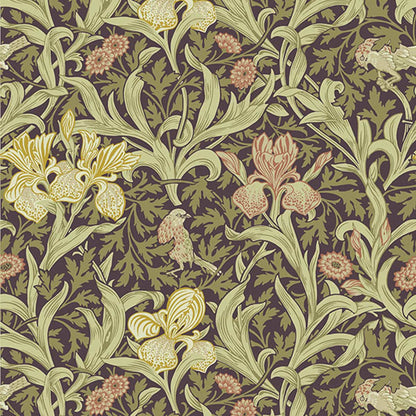 82052 - Iris Wallpaper - Brown / Green - Midbec