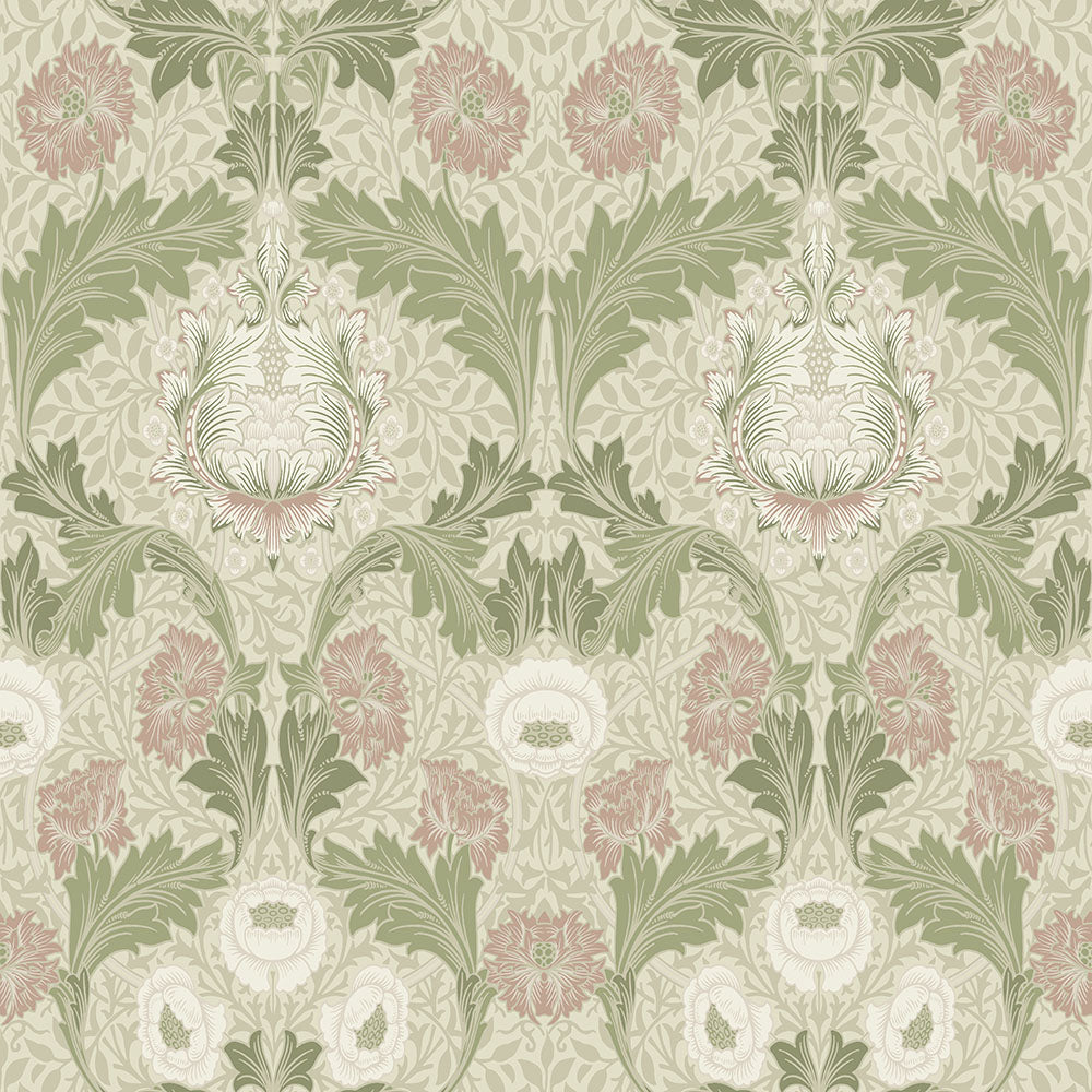 82057 - Myrtle Wallpaper - Green / White - Midbec