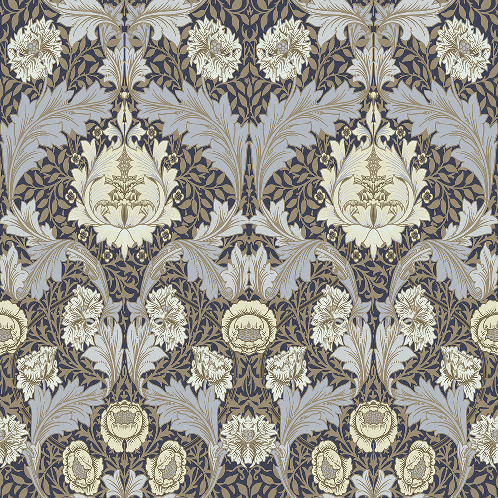 82061 - Myrtle Wallpaper - Blue / White - Midbec