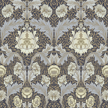 82061 - Myrtle Wallpaper - Blue / White - Midbec