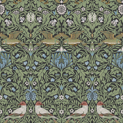82062 - Bird Wallpaper - Green / Blue - Midbec