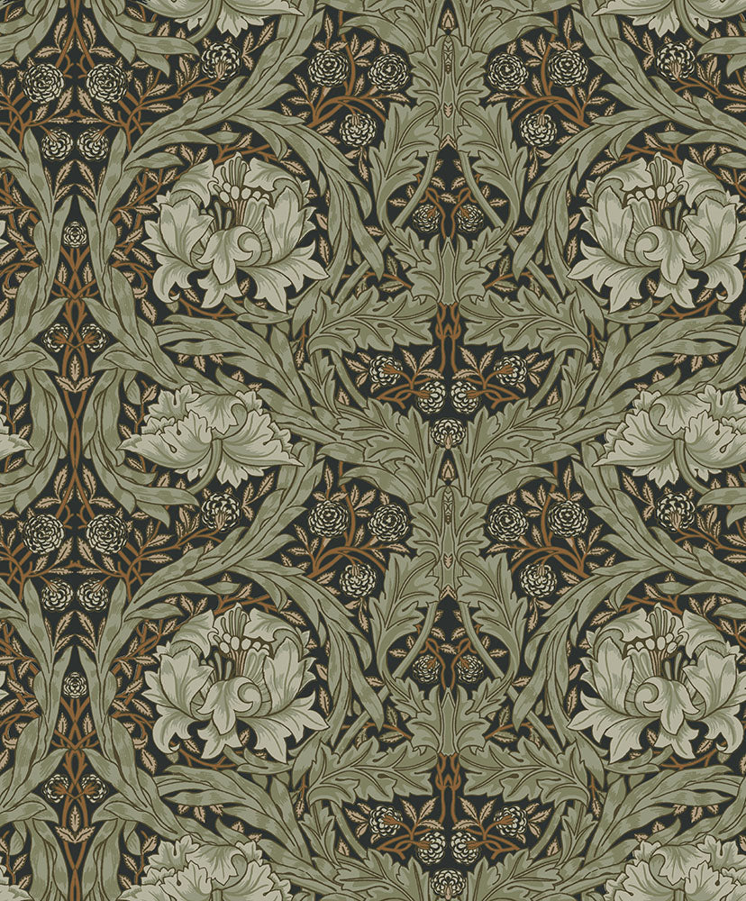 82073 - African Marigold Wallpaper - Black / Green - Midbec