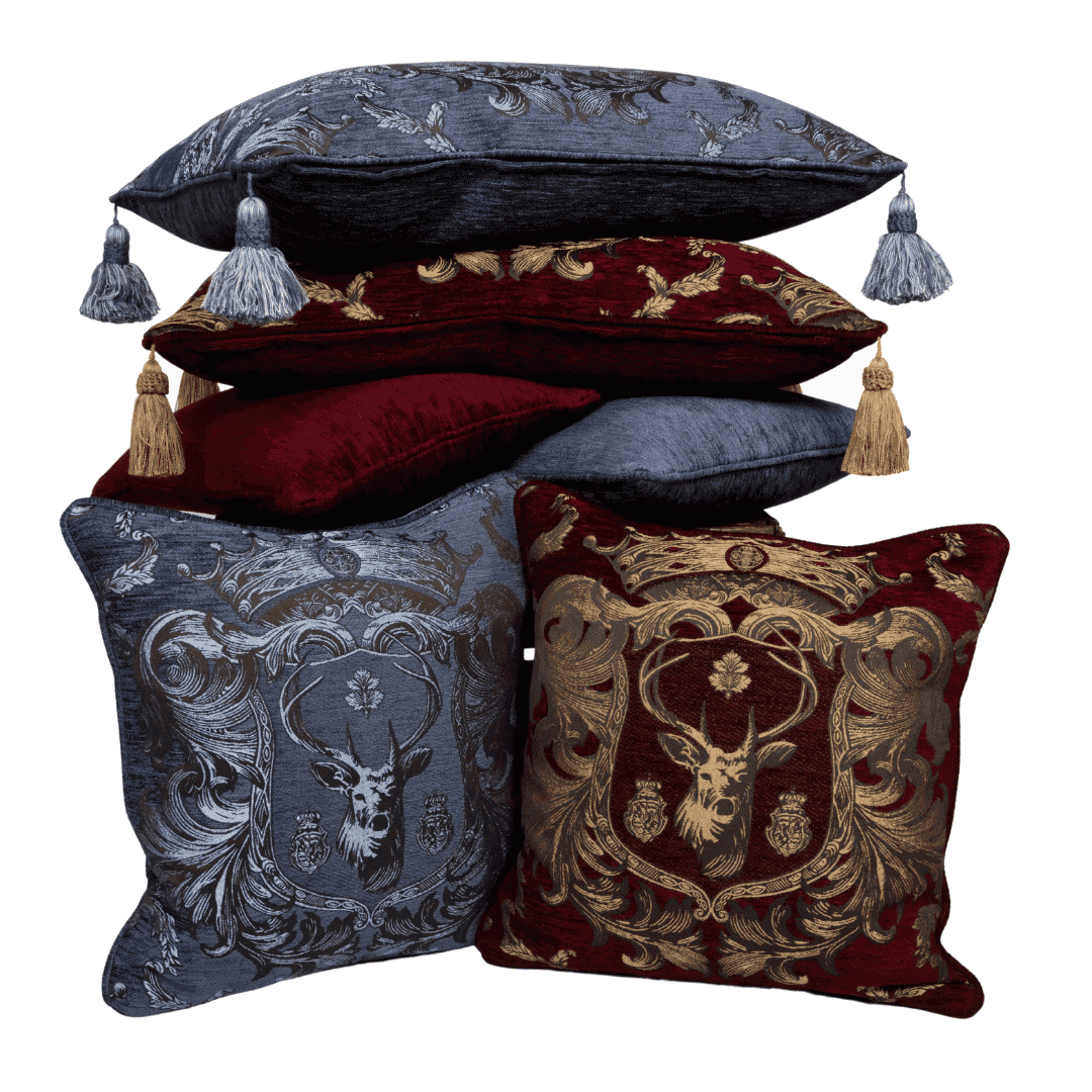Regal Stag Red Tapestry Room Cushion with Feather Filler 