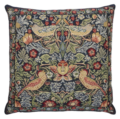 Strawberry Thief Blue Tapestry Cushion with Feather Filler 