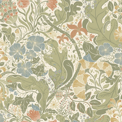 83101 - Elise Wallpaper - Cream / Green - Midbec