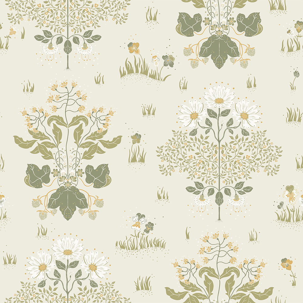 83133 - Edla Wallpaper - White Green - Midbec