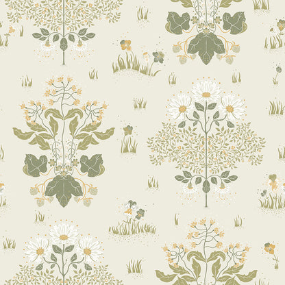 83133 - Edla Wallpaper - White Green - Midbec