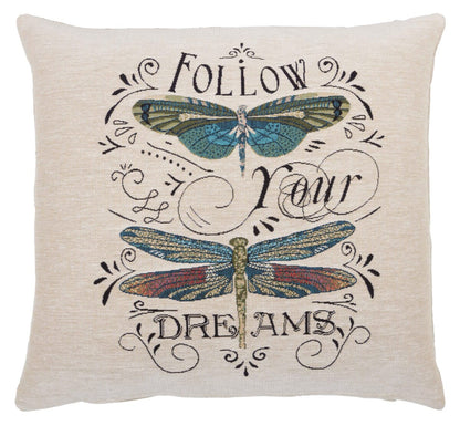 Follow Your Dreams Tapestry Cushion with Feather Filler 