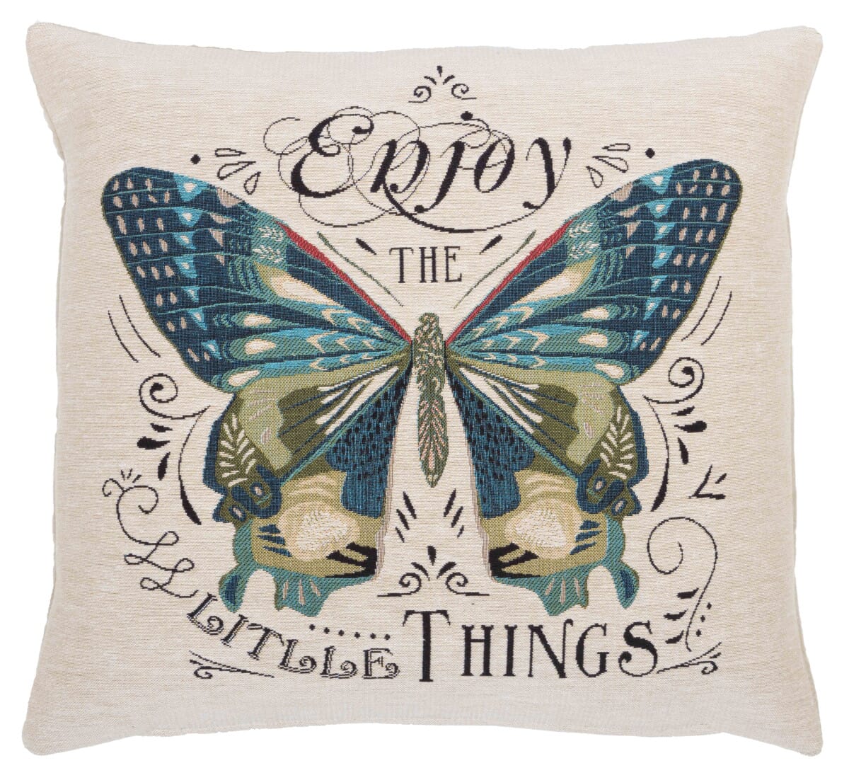 Enjoy the Little Things Tapestry Cushion with Feather Filler 