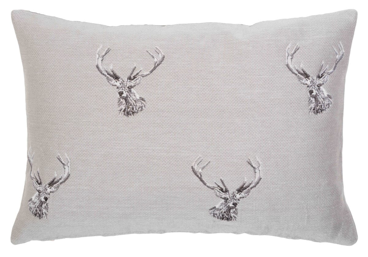 Highland Stags Country Linen Tapestry Cushion with Feather Filler 