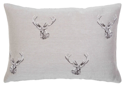 Highland Stags Country Linen Tapestry Cushion with Feather Filler 