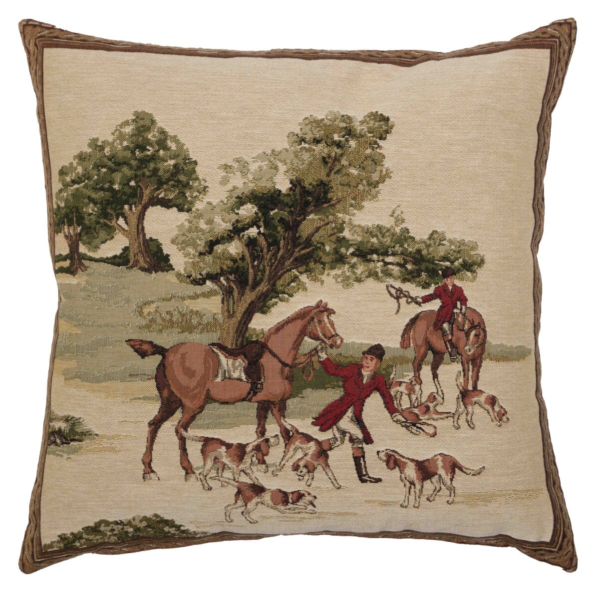 English Hunt I Tapestry Cushion with Feather Filler 
