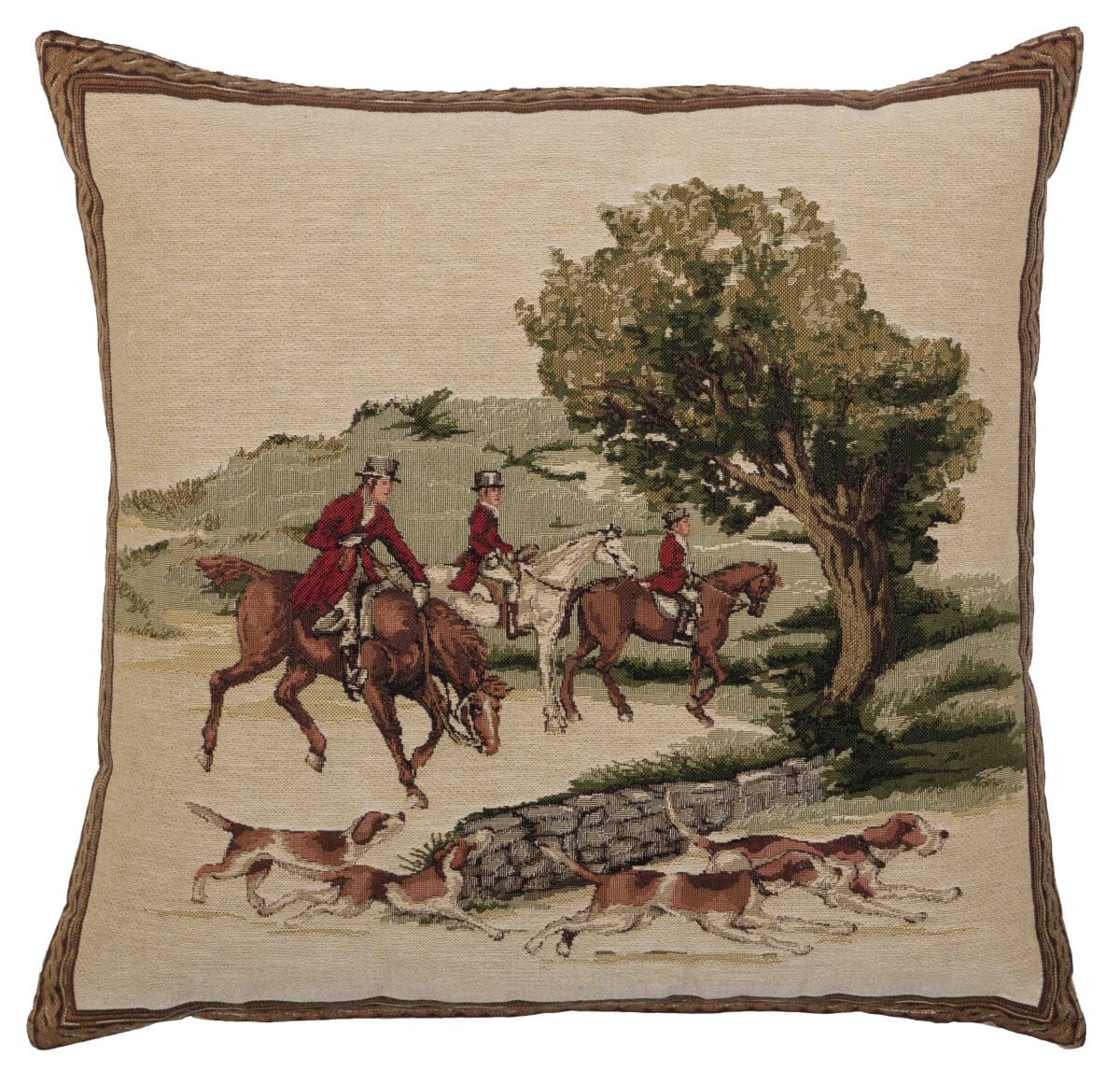 English Hunt II Tapestry Cushion with Feather Filler 
