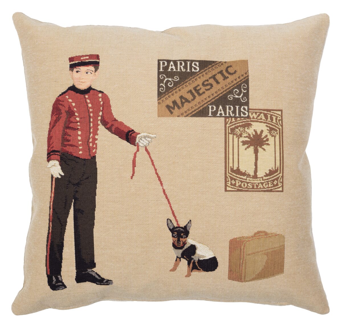 Paris Bellboy Tapestry Cushion with Feather Filler 