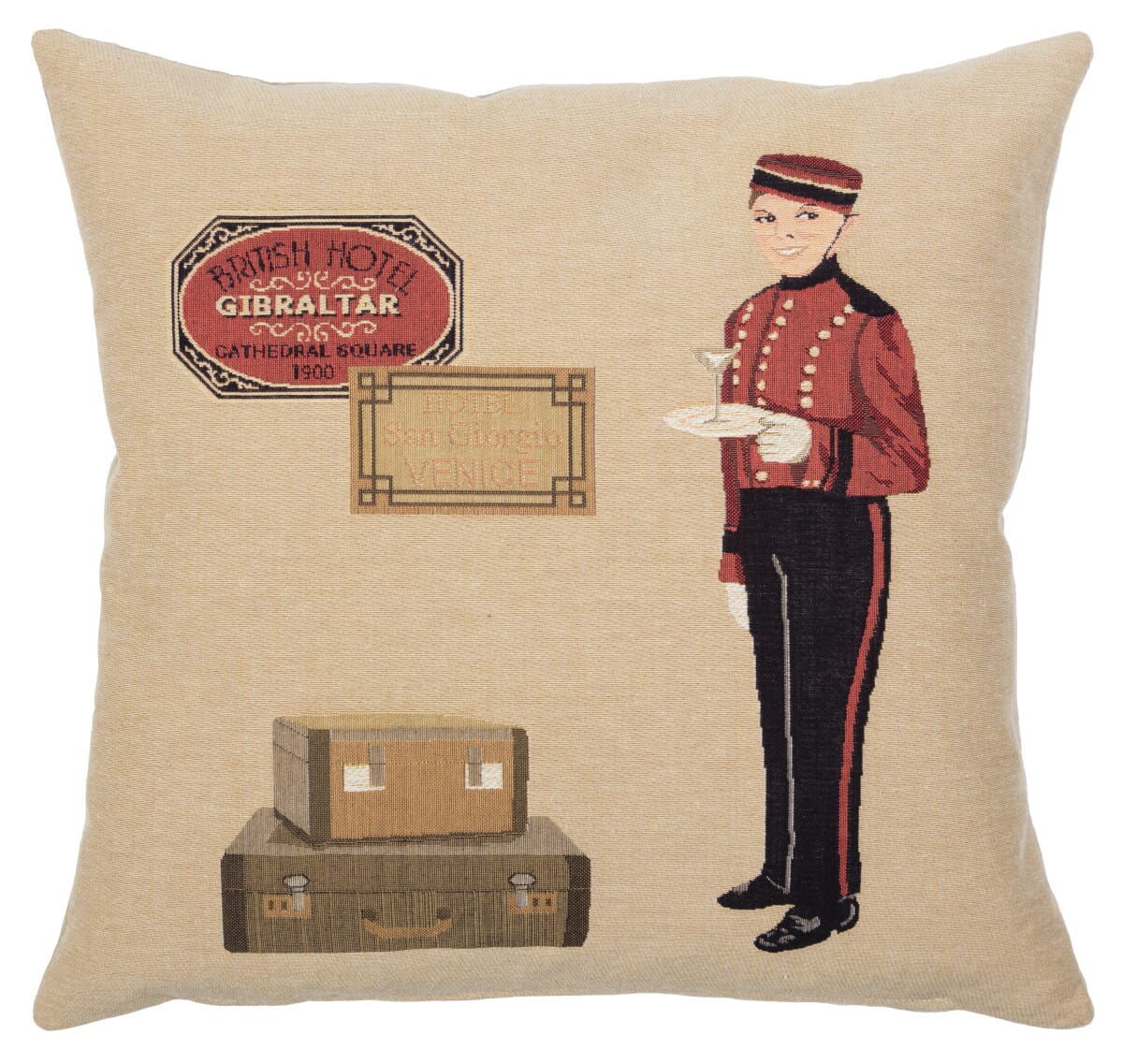 Gibralta Bellboy Tapestry Cushion with Feather Filler 