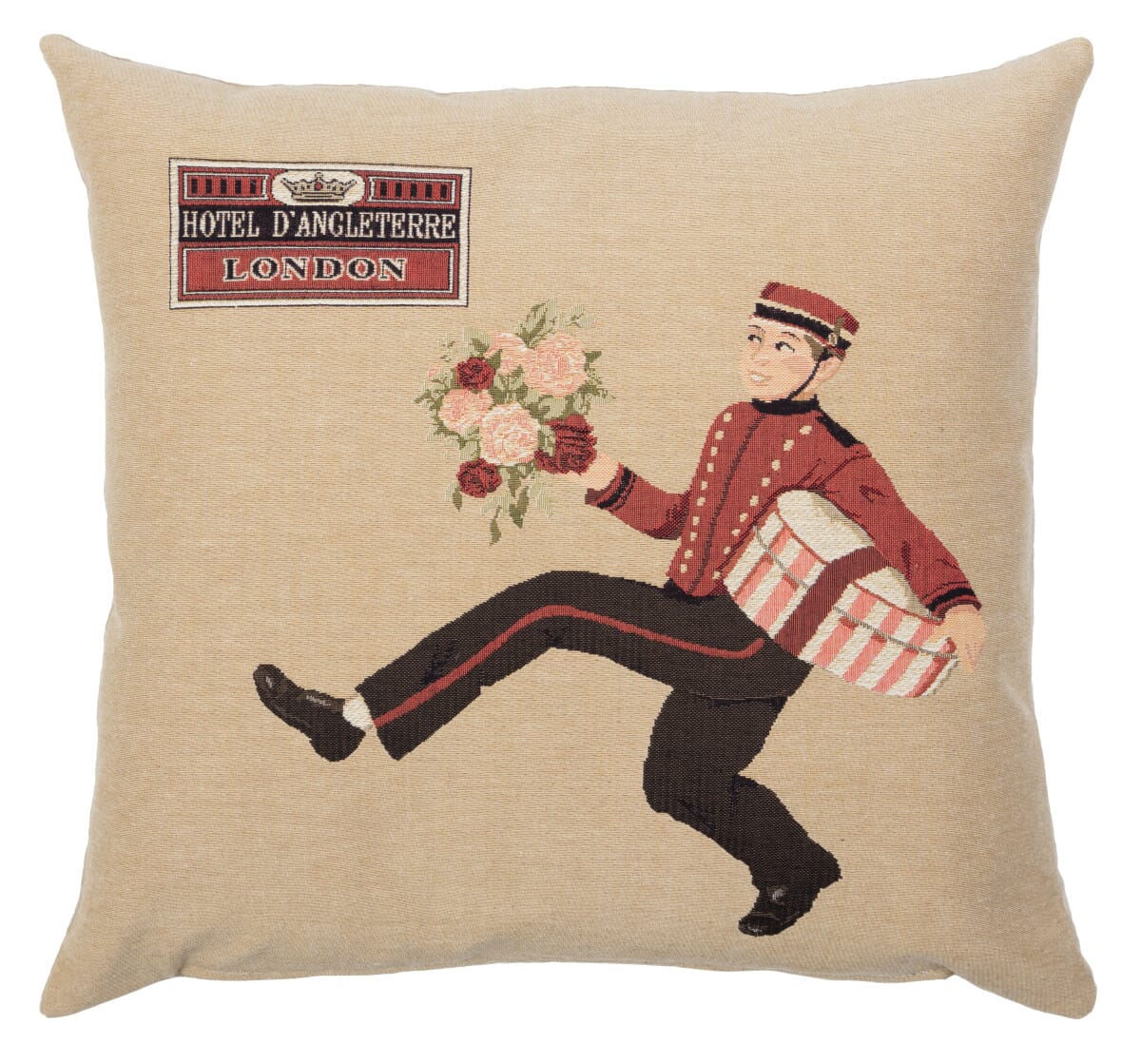 London Bellboy Tapestry Cushion with Feather Filler 