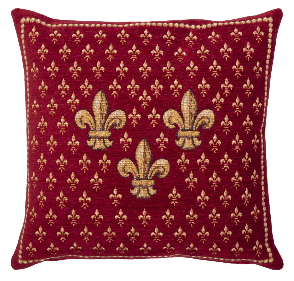 Royal Lys Red Tapestry Cushion with Feather Filler 