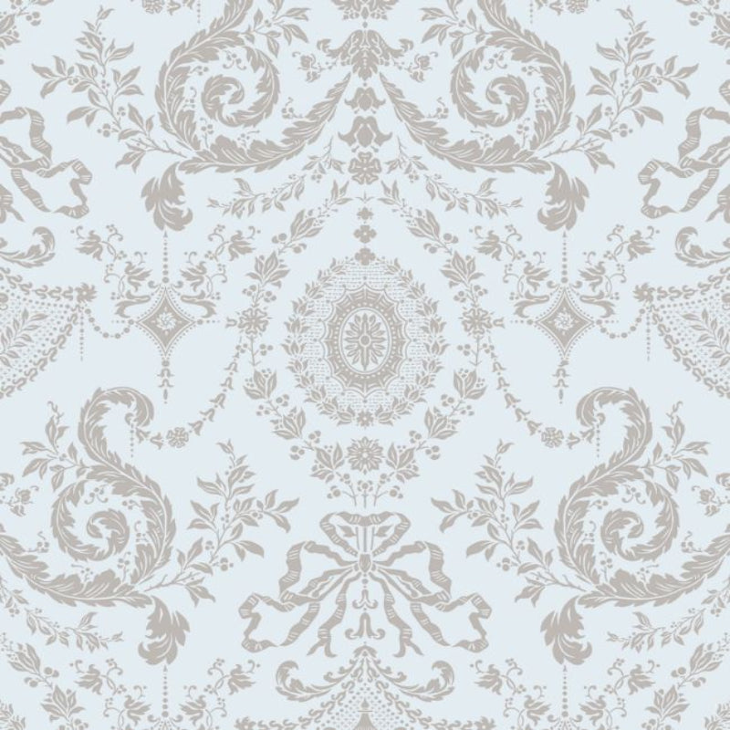 Woolverston Wallpaper - Metallic Gilver on Pale Seafoam - 88/10041