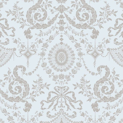 Woolverston Wallpaper - Metallic Gilver on Pale Seafoam - 88/10041