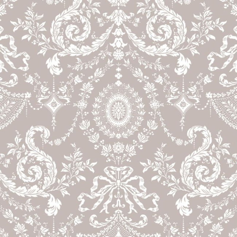 Woolverston Wallpaper - Chalk on Metallic Gilver - 88/10042