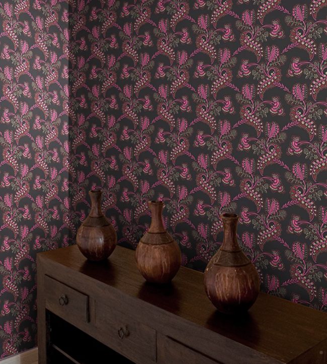 Hartford Wallpaper - Magenta & Rouge on Charcoal - 88/4016