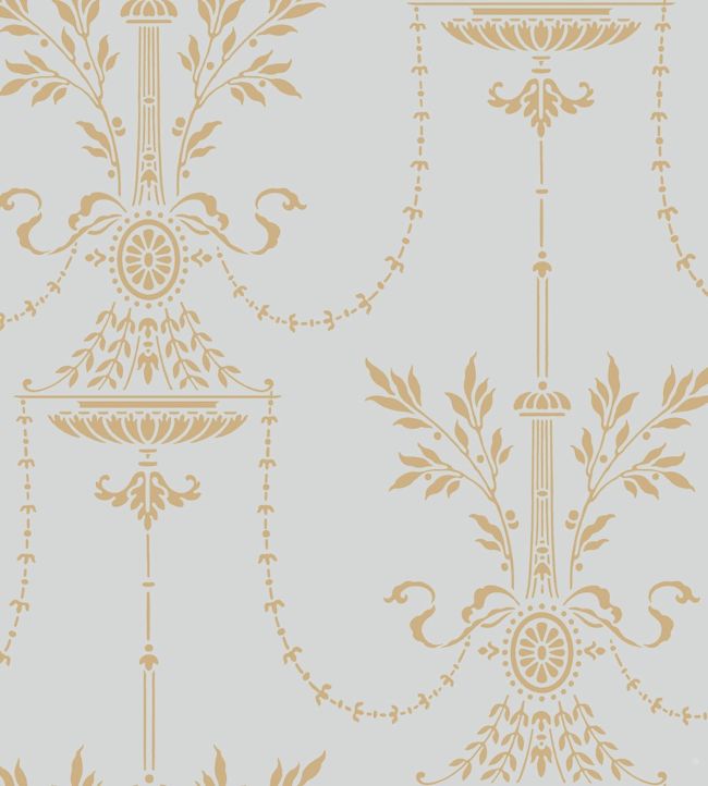 Dorset Wallpaper - Metallic Gold on Print Room Blue - 88/7031