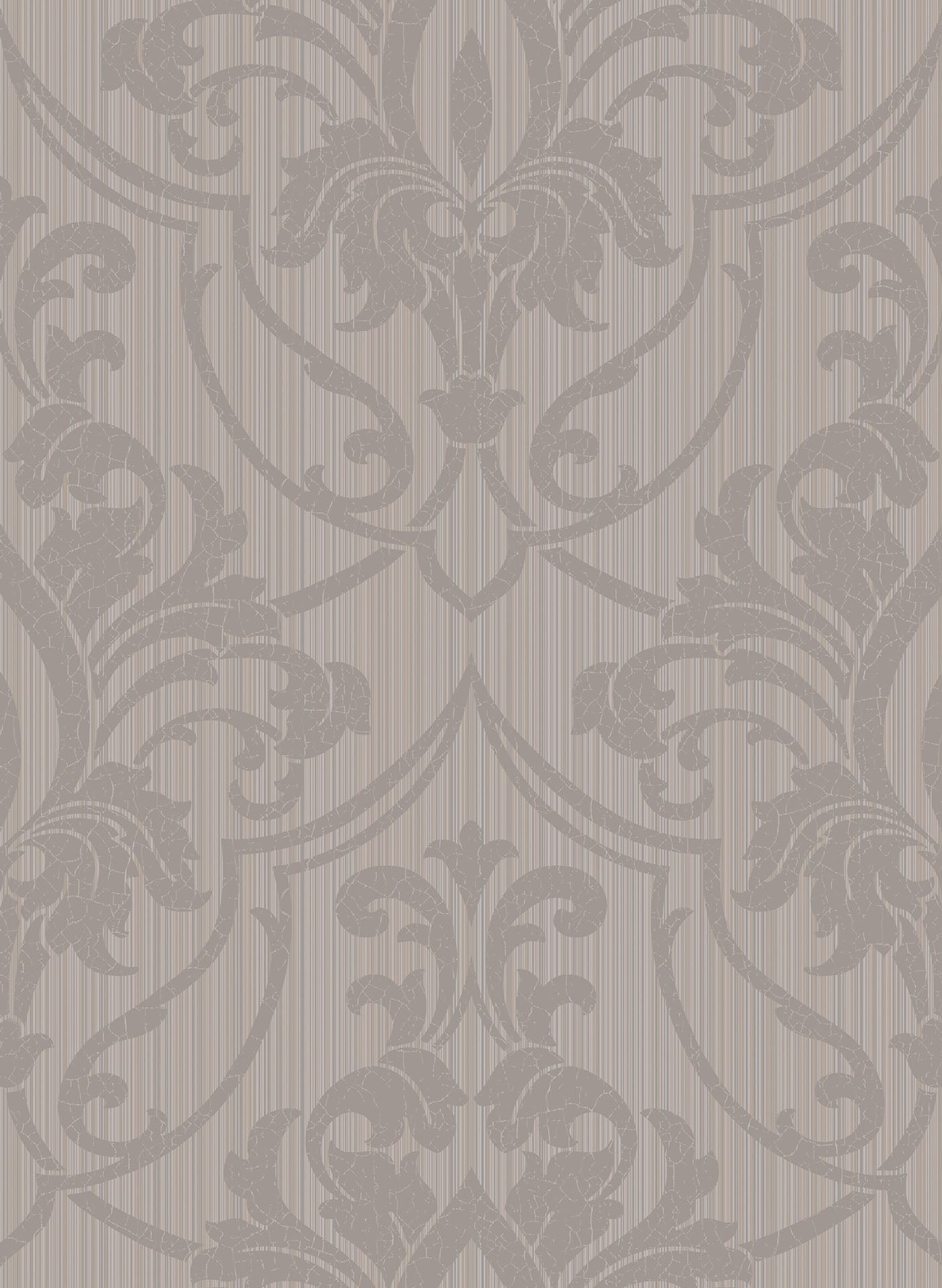St Petersburg Damask Wallpaper - Metallic Gilver on Taupe - 88/8033