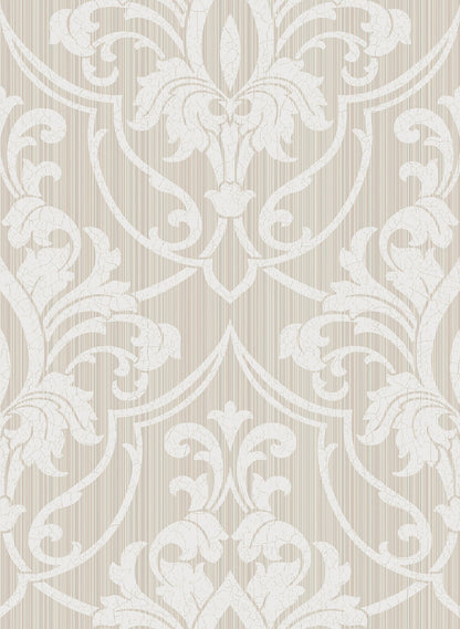St Petersburg Damask Wallpaper - Chalk on Safari - 88/8034