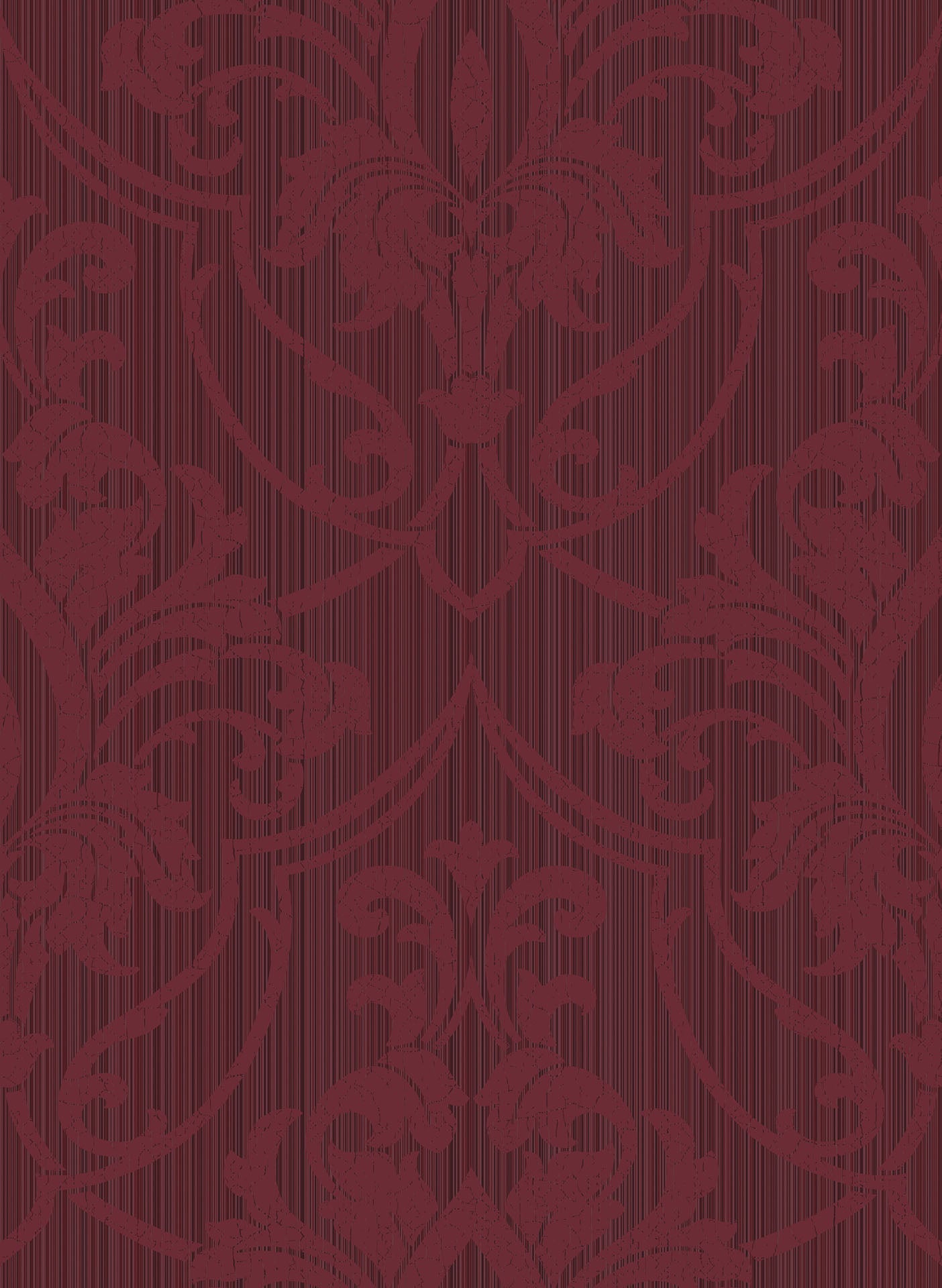 St Petersburg Damask Wallpaper - Red on Ink - 88/8035
