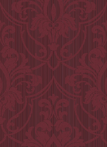 St Petersburg Damask Wallpaper - Red on Ink - 88/8035